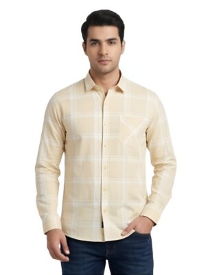 Premium Fabric Yrllow Checked Shirt For Men