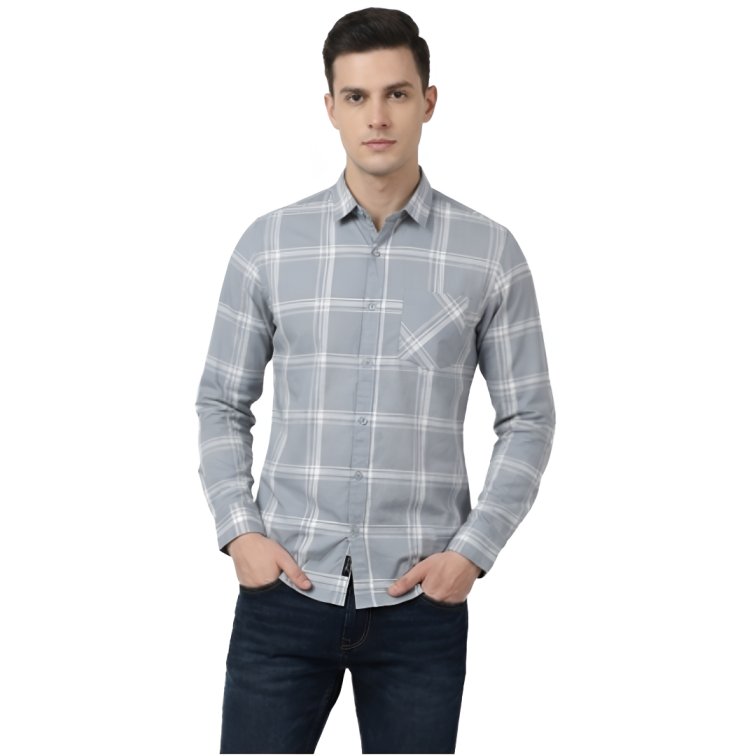 Premium Fabric Grey Checked Shirt For Men 01 Premium Fabric Grey Checked Shirt For Men
