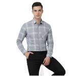 Premium Fabric Grey Checked Shirt For Men