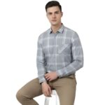 Premium Fabric Grey Checked Shirt For Men