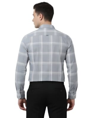 Premium Fabric Grey Checked Shirt For Men