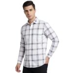 Premium Fabric White Checked Shirt For Men