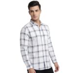 Premium Fabric White Checked Shirt For Men
