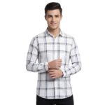 Premium Fabric White Checked Shirt For Men 06