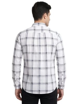 Premium Fabric White Checked Shirt For Men