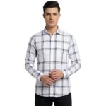 Premium Fabric White Checked Shirt For Men